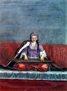 Turks meisje dat de citer speelt, gegraveerd door Gerard Jean Baptiste Scotin