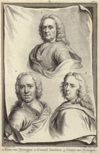 Portretten van Elias van Nijmegen, Gerard Sanders en Dionys van Nijmegen door Gerard Sanders