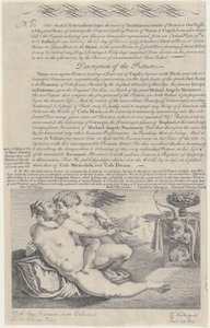 Loterijticket voor het schilderij van Venus en Cupido na Michelangelo, 1734 door Gerard Vandergucht