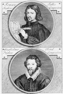 Thomas Tallis (c.1505-85) en William Byrd (1543-1623) gegraveerd door Niccolo Francesco Haym door Gerard Vandergucht