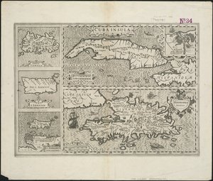 Cuba Insula; Hispaniola Insula, gegraveerd door Hendrik Hondius