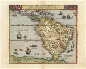Kaart van Zuid-Amerika, 1593 door Gerard de Jode