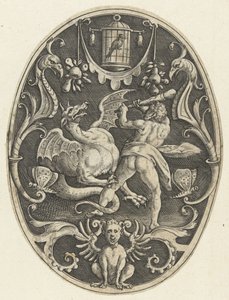 Vlakdecoratie: Hercules doodt de draak Ladon door Gerard de Jode