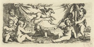 Musicerende putti met Pegasus door Gerard de Lairesse