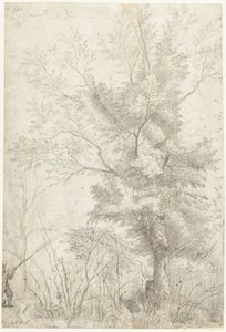 Bos van de Villa Madama buiten Rome, met een schietende jager door Gerard ter Borch