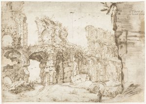 Ruïnes van het Colosseum, Rome, gezien van binnen door Gerard ter Borch