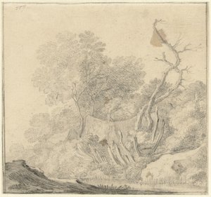 Huizen tussen bomen bij water door Gerard ter Borch (II) (possibly)
