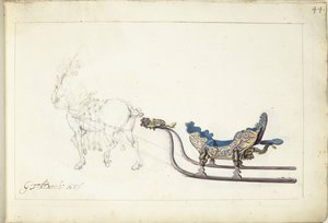 Paard en slede door Gerard ter Borch (II) (signed by artist)