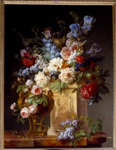 Mand en bloemenvaas