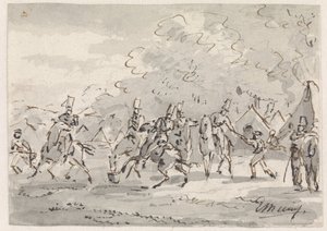 Cavalerie bij tentenkamp door Gerardus Emaus de Micault