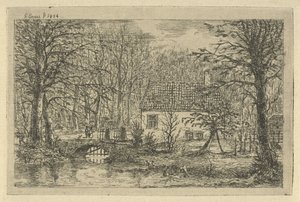Huis met brug over sloot door Gerardus Emaus de Micault