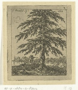 Landschap met beuk en jager De beuk