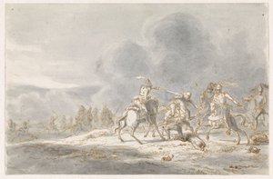 Ruitergevecht door Gerardus Emaus de Micault