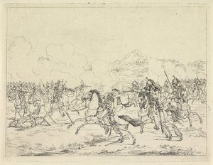 Sneuvelen van Frederik Willem van Brunswijk, 1815 door Gerardus Emaus de Micault