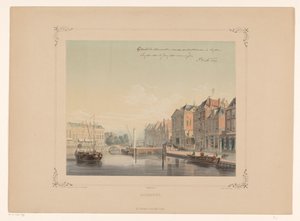 Gezicht op de Aalmarkt te Leiden door Gerardus Johannes Bos