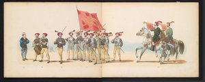 Maskerade van de Leidse studenten, 1855 (plaat 12) door Gerardus Johannes Bos