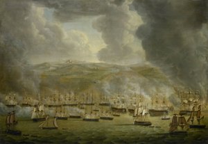 De Aanval van het Gecombineerde Engels-Nederlandse Eskader op Algiers, 1816 door Gerardus Laurentius Keultjes