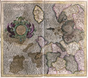 Noordwest-Engeland (gravure) door Gerardus Mercator