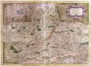 Salzburg en Karinthië, Oostenrijk (gravure) door Gerardus Mercator