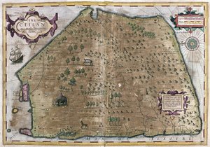 Sri Lanka (gravure) door Gerardus Mercator