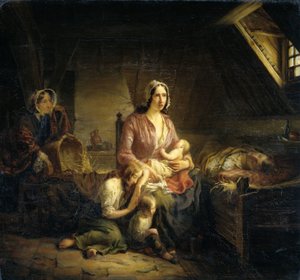 Een rijke dame bezoekt een arme familie