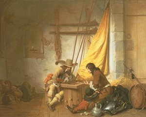 Soldaten die tric-trac spelen, 1653 door Gerbrand van den Eeckhout