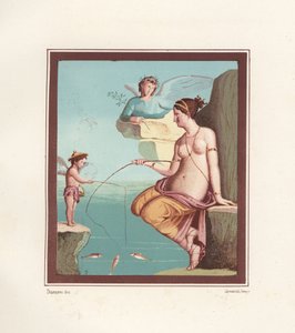 Muurschildering van Venus en Cupido die vissen met hengels door Geremia Discanno