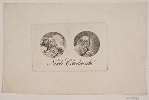 Blad met twee tondoportraits