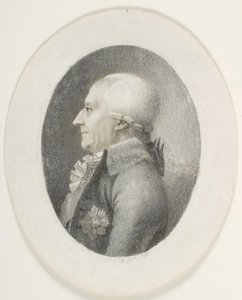 Portret van A.P. Bernstorff, graaf, minister-president (1735-1797). Borstbeeld. Profiel naar links door Gerhard Ludvig Lahde
