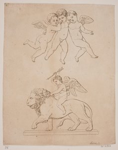 Plaat met drie cupido