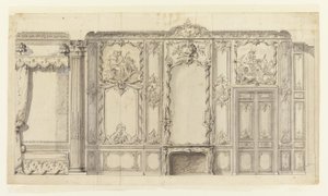 Muur elevatie van de slaapkamer van de prins de Rohan, Hôtel de Soubise, Parijs door Germain Boffrand