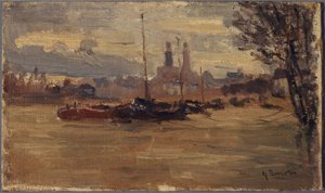 De Seine bij de Pont des Invalides (overstromingen van 1910)