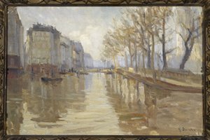 Le quai Montebello (overstromingen van 1910) door Germain Eugene Bonneton