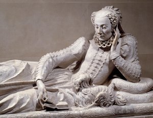 Grafmonument: Graf met afbeelding van Jeanne Valentine Balbiani, vrouw van kardinaal Rene de Birague (detail) door Germain Pilon