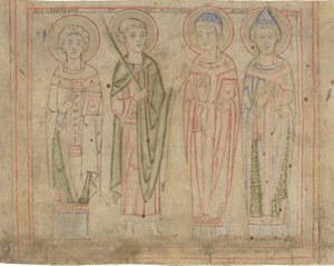 Heiligen Cyprianus, Vitus, Stephanus en Cornelius door German 12th Century