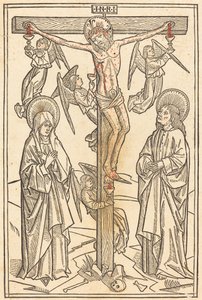 Christus aan het Kruis met Engelen door German 15th Century