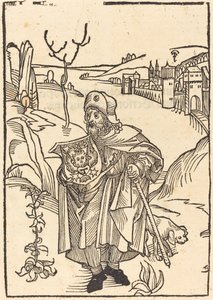 Gerson als Pelgrim met Stad op de Achtergrond door German 15th Century