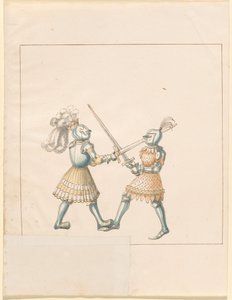 Freydal, Het Boek van Toernooien en Jousts van Keizer Maximiliaan I: Gevechten te Voet (Jousts)(Volume III): Plaat 158 door German 16th Century