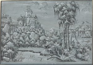 Landschap met een kasteel door German 16th Century