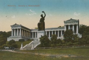 Beiers standbeeld en Ruhmeshalle, München. Briefkaart verzonden in 1913. door German Photographer