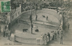 Dierentuin van Bern, Beer Garden. Briefkaart verzonden op 19 juni 1913. door German Photographer