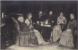 Portret van Richard Wagner met vrienden en familie (z/w foto) door German Photographer
