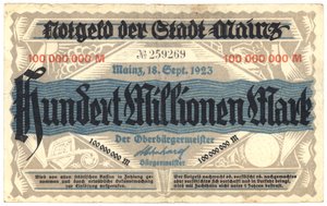 Een bankbiljet van honderd miljoen mark, 1923
