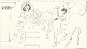 Een scène uit De Kikkers, een toneelstuk van de Griekse toneelschrijver Aristophanes (gravure) door German School