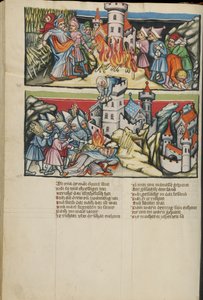 Abimelech illuminaties uit Weltchronik Ms 33 fol. 137v, c.1400-10