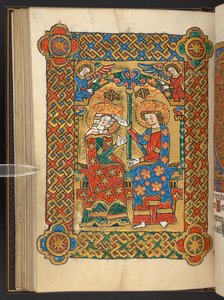 Add. 60629, f.56v Kroning van de Maagd, met wierook zwaaiende engelen
