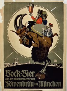 Advertentie voor Bockbier van Lowenbrau Brewery, München door German School