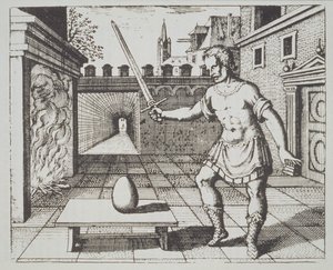 Alchemistische Allegorie: Het Ei van de Filosofen, uit Srutinium Chymicum door Michael Majer (1687) geïllustreerd in een geschiedenis van magie gepubliceerd eind 19e eeuw door German School