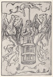 Alexander de Grote gedragen door twee griffioenen door German School