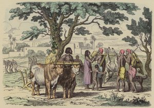 Oude Egyptische boer en jagers door German School